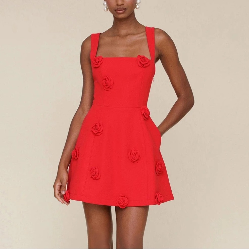 Rosette Red fit & flare mini dress w pockets NWT🌹sz6